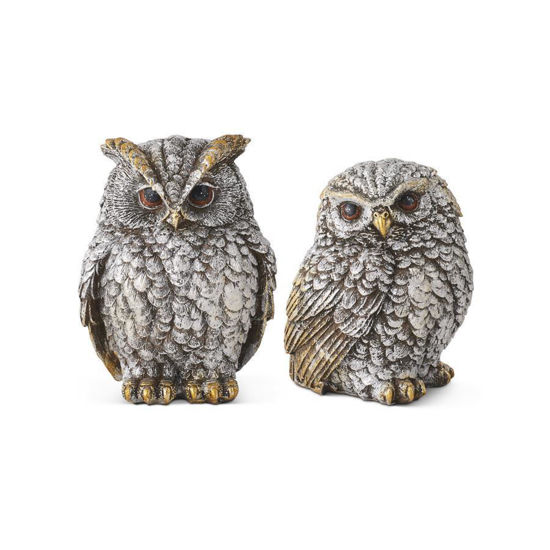 Silver and Gold Metallic Resin Owls Assorted by K & K Interiors