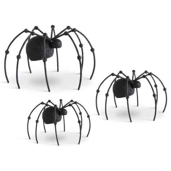 Glittered Black Metal Spiders Set of 3 by K & K Interiors
