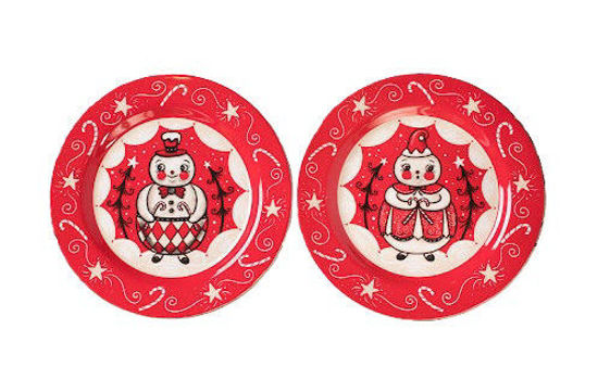 Holiday Double Cane Conrad and Candice Plates Set of 8 by Bethany Lowe