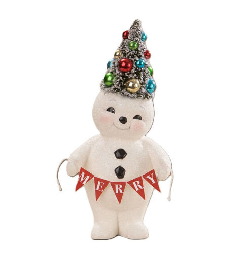 Retro Merry Snowman With Tree by Bethany Lowe