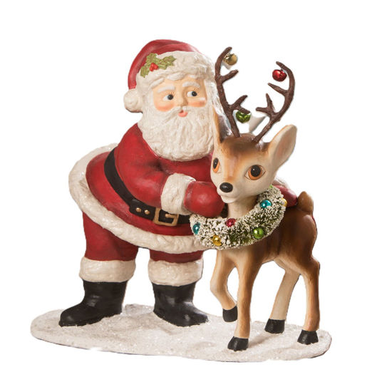 Retro Santa With Reindeer Large by Bethany Lowe